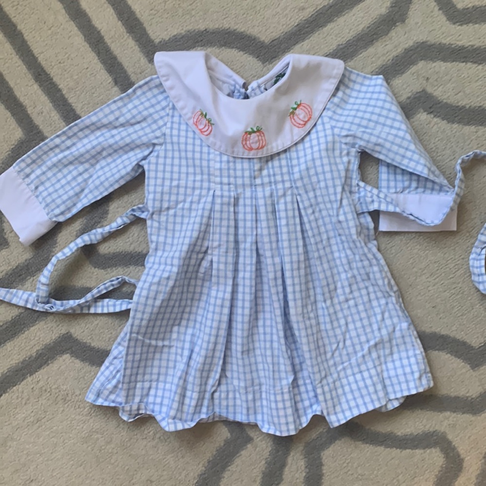 Cecil and Lou blue plaid pumpkin dress 18 months